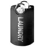 YOUDENOVA Faltbarer Wäschekorb, 115L Großer Wäschesammler, Wäschesack mit gepolstertem Griff, Wasserdichter Laundry baskets aus Oxford-Gewebe, Tragbarer Wäschetonne für Waschküche,Schlafzimmer,Schwarz