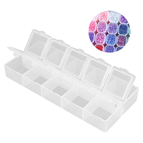 Image of Bead Organizer,Yinhing Compartment Organizer Box,Grid Organizer Box, Container Box, Nail Bead Storage, Grid Storage Organizer, 10 Compartment Storage Container