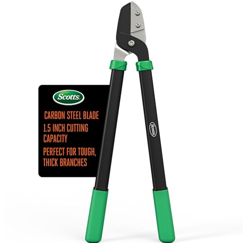 Scotts 21 in. Anvil Lopper – Heavy-Duty Branch Cutter with Teflon-Coated Carbon Steel Blade, 1.5 in. Cutting Capacity, and Comfort Grip Handles, for Dry, Hard, Thick Branches