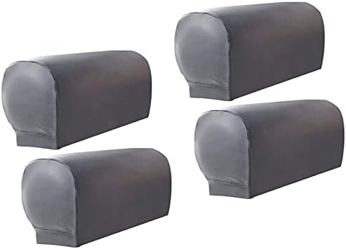 Hruile PU Leather Sofa Armrest Covers Couch Stretchy Protectors Chair Slipcover Waterproof Arm Caps Slipcovers Non-Slip Armchair Furniture Home, Set of 4, Brown