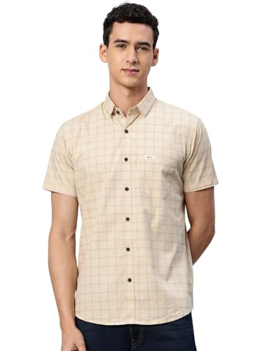 Image of Majestic Man Slim Fit Pure Cotton Half Sleeve Checked Casual Shirt