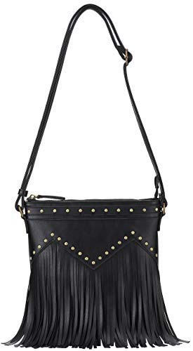 Image of B BRENTANO Vegan Fringed Crossbody Bag with Studs