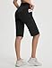 baleaf Damen Shorts Baumwolle Bermuda mit Taschen Sommerhose 35CM Knielang Yogahose Hohe Taille Lounge Casual Activewear Hosen Schwarz S