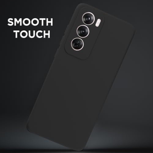 Image of Outlouders Back Cover for Oppo Reno 12 Pro 5G | Camera Protection | Durable Soft Matte Silicone Bumper Case (Black)