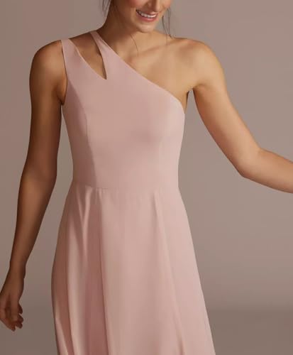 Rjer One Shoulder Bridesmaid Dress 2025 Solid A-Line Long Chiffon Formal Evening Dress for Women3