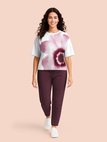 Image of HELLCAT Beige Printed Loose Fit Crew-Neck Crop T-Shirt for Women