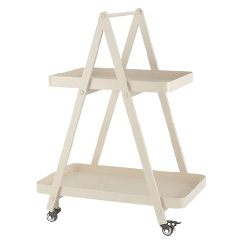 Mesa centro carrito móvil beige con estante de almacenamiento para sofá 2