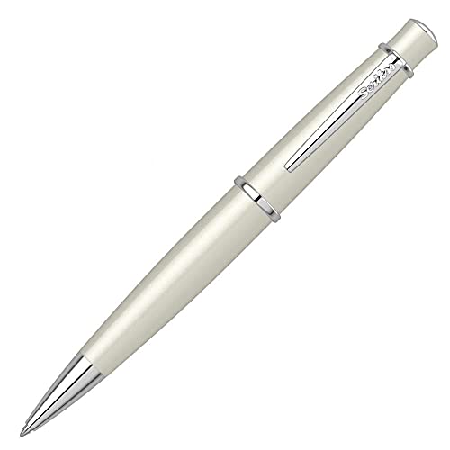 Stylo à bille Scrikss Chic 62 blanc nacré doté d'un mécanisme rotatif fluide haute précision