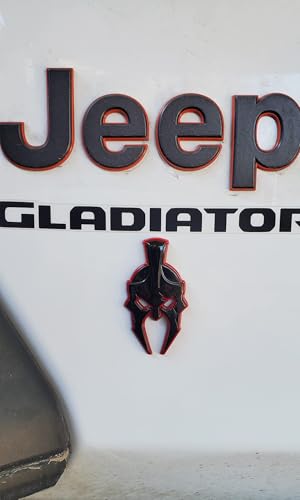 Image of 2Pcs Custom Gladiator Emblems Car Badge Left Right Side Sticker Compatible with Jeep Wrangler JL JK Gladiator Universal Car Vehicle, Truck, Motorcycle (Black Orange Line)