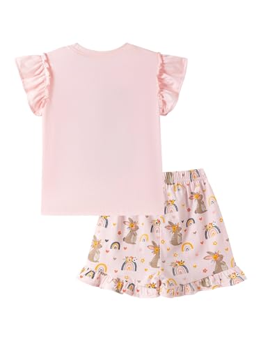 Image of HILEELANG Girls Cotton Short Set Summer 2 Piece Outfit T Shirt Shorts | 100% Cotton, Soft Breathable Fabric, 2 Piece Outfit Set, Elastic Waist, Summer Comfort for Toddler Little Girls
