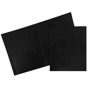 JAM PAPER Heavy Duty Plastic 2 Pocket Extra Tough School Folders – Black – 6/Pack