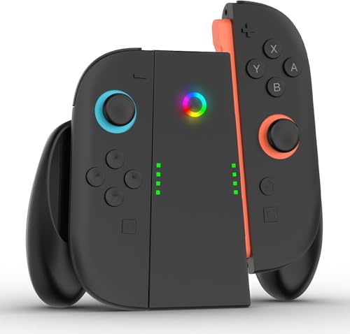 Ertisa Joy-Con Komfortgriff für Nintendo Switch 2, Controller Halter für Nintendo Switch 2 (2025) Ergonomischer Joystick Komfortabler Gummigriff mit Anzeigeleuchte, Switch 2 Zubehör Gaming Ladegriff