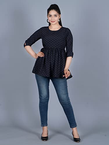 Image of BLACK MACY Women's Rayon Anarkali Regular Fit Top