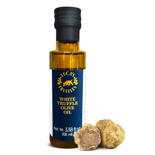 Luca's Truffles White Truffle Oil Infused - Premium Italian Extra Virgin Olive Oil - Non-GMO, Gluten-Free, Gourmet Oil for Cooking &amp; Seasoning, 3.38 fl. oz (100 ml)