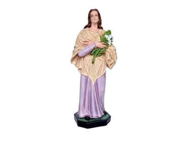 ArteSacraCaravaggio Statua di Santa Maria Goretti cm 85 (33,46 inches) in resina decorata a mano, occhi dipinti o in vetro, di produzione artigianale italiana (OCCHI IN VETRO)