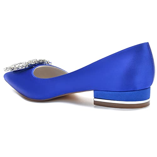 Pointed Wedding Flats, Comfortable Low Heels Slip On Champagne Wedding Shoes for Bride, Satin Bridal Shoes, Dress Pumps for Women, Evening Flats4