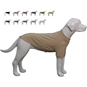 Lovelonglong Ribbed Dog T-Shirt Cotton Knitted Dog Sweaters for All Season Pet T-Shirts for Large Medium Small Dogs Beige XL