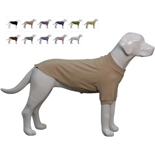 Lovelonglong Ribbed Dog T-Shirt Cotton Knitted Dog Sweaters for All Season Pet T-Shirts for Large Medium Small Dogs Beige XL