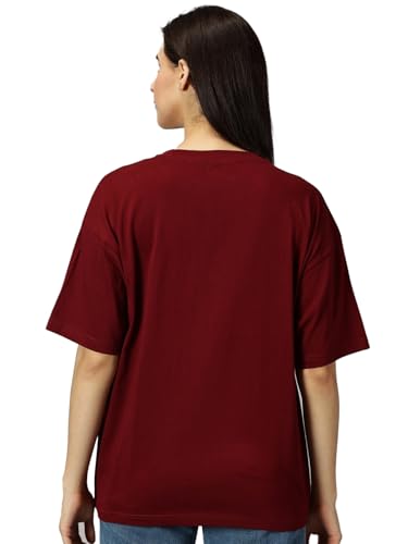 Image of LEOTUDE Half Sleeve Cottonblend Oversized Tshirt for Women, Round Neck