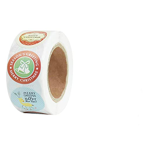 ZMKW 500 Piezas/Rollo de Pegatinas navideñas para Etiquetas de Sello, Bolsa de Regalo para Fiestas, Caja, Embalaje, pegatinas-E06 Cover