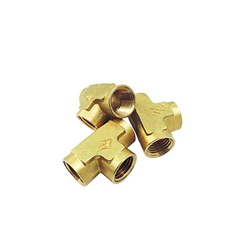Nigo Industrial Co. Brass Pipe Fitting, Forged Brass Tee, 3-Way Npt Female Pipe, 1/4" X 1/4" X 1/4" Npt Female (Pack Of 3) #TOP4