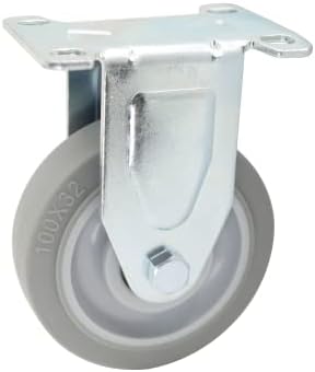 Dr.Luck Single 4inch TPR Fixed Caster Wheel,Elastic Thermoplastic Rubber Wheels,Double Ball Bearing,Steel Bracket,Medium Duty 286Lbs Capacity,Replacement for Trolley Casters