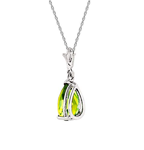 Galaxy Gold Gg 14K 20" White Gold Pear-Shaped Peridot Drop Pendant Necklace #TOP3