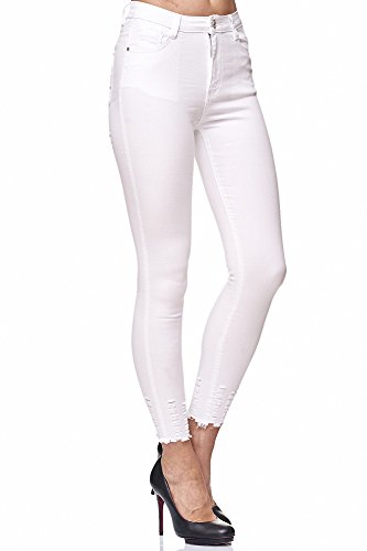Elara Jeans para Mujer Elástico Cintura Alta Skinny Chunkyrayan 4D434 White 42 (XL)