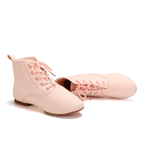 Jazz Dance Boots for Women Canvas Lace-up Ballroom Dance Flat Boots Practice Dancing Shoes2
