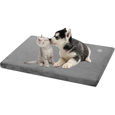 EMPSIGN Stylish Dog Bed Mat Dog Crate Pad Mattress Reversible (Cool & Warm), Water Proof Linings, Removable Machine Washable Cover, Firm Support Pet Crate Bed for Small to XX-Large Dogs, Grey Cover
