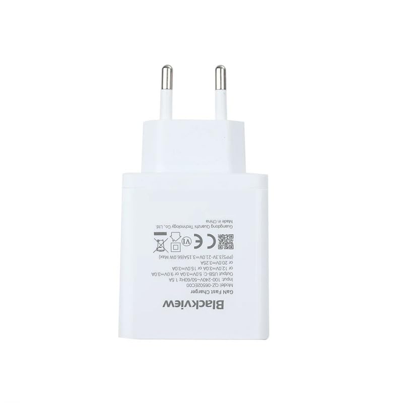 Chargeur Rapide GaN d'origine Compatible avec Blackview BV8900 Adaptateur de Voyage à Prise UE 33 W avec câble USB Type-C Ligne de données