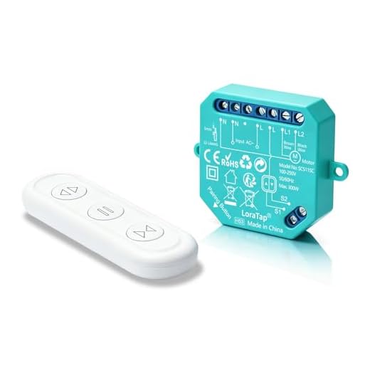LoraTap Interruttore per Tapparelle a Radiofrequenza (RF), Modulo Wireless con Telecomando, Funziona con Interruttore Tradizionale, Relè 300W per Persiane e Tende Elettriche, Senza Wi-Fi