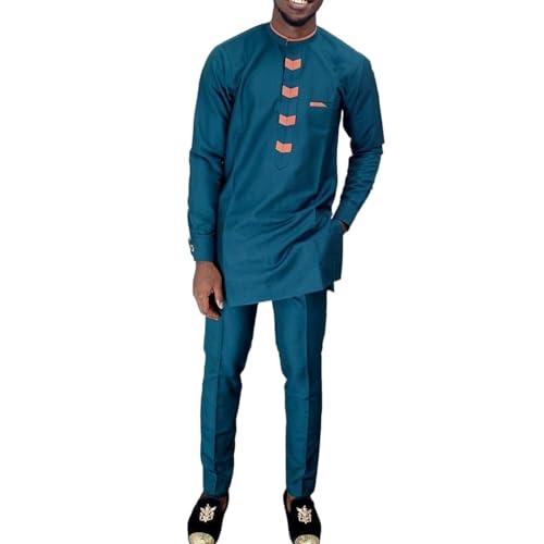 Costumes africains pour hommes ensemble de pantalons 2 pièces uni chic