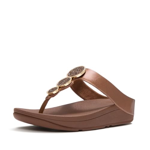 Image of FitFlop Halo Bead-Circle Metallic Toe-Post Sandals | Casual Sandals