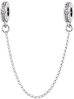 MiniJewelry Women Girls Green Safety Chain Charm for Bracelets Necklaces Pendants with Crystal CZ Safety Link Charm