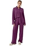 TRENDMALLS Women's Cotton Blend Shirt with Trouser Co Ords Set (C27-Wine-S)