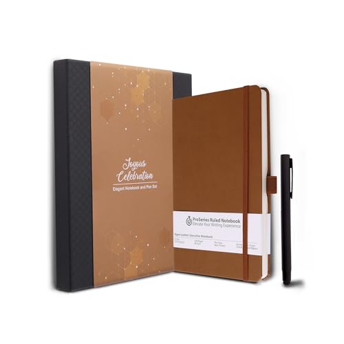 Image of DOODLE Undated Executive Diary Gift Set | A5 160 Pages PU Leather Notebook + Stylish Pen with Stylus | All Packed in a Beautifully packaged in an Elegant Gift Box (Brown)