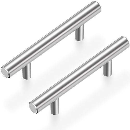 Estmoon 30 Pack Brushed Nickel Cabinet Handles 3 Inch Hole Center Drawer Pulls Stainless Steel...
