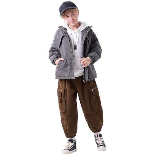 Erasers&pencils Boys Cargo Joggers Pants Elastic Waist Casual Jogging Trousers Bottom for Kids 3-8Years4