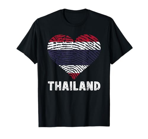 Thailand Heart Thumbmark Thai Roots Thai Pride Drapeau thaïlandais T-Shirt