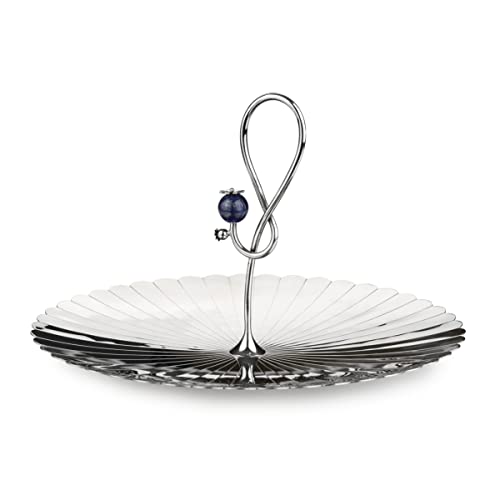 Image of ARTTDINOX Poppy Pole Large Platter with Lapiz Lazuli Stone | Premium Stainless Steel Serving Platter | Luxury Tableware for Elegant Dining & Entertaining | By Jindal Lifestyle