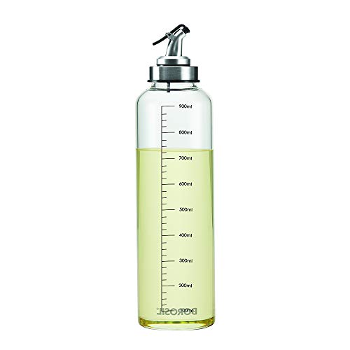 Image of Borosil 1L Oil Dispencer | Borosilicate Glass Oil Bottle with Silicon Funnel | Leakproof, BPA Free Oil Container for Kitchen | Transparent (1 L)