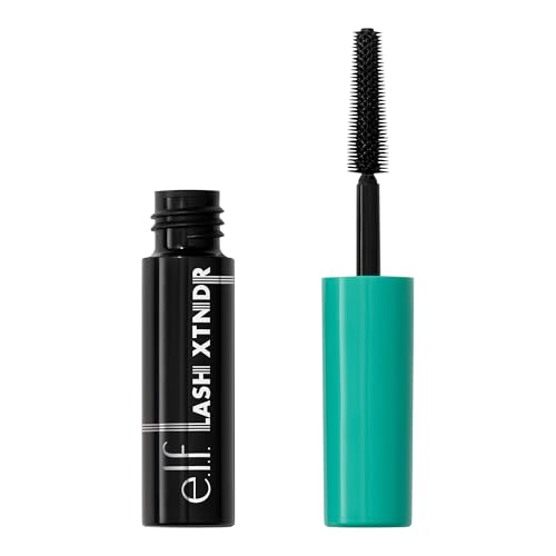e.l.f. Lash XTNDR Mascara Mini, Long-Lasting & Buildable For The Look Of Lash Extensions, Clump & Flake Free, Vegan & Cruelty-Free, Pitch Black