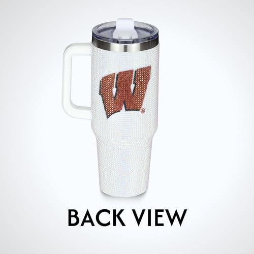 Image of The Memory Company Officially Licensed 40oz White Bling Game Day Tumbler, University of Wisconsin