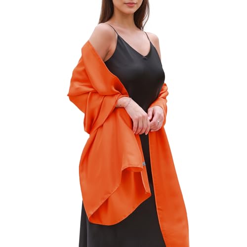 Womens Scarf Pashmina Shawls and Wraps for Evening Dresses Like Chiffon Silk Scarf for Bridal Weddings Orange