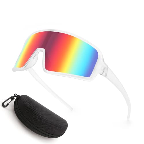 Karsaer Vision - Gafas De Sol Para Hombre Y Mujer, Marco Grande, Para Ciclismo, Deportes, Playa, Voleibol, Béisbol, Sombras De Los Años 80, Estilo 90, Lentes De Espejo Rojo Con Marco Blanco, Large Karsaer Vision - Gafas De Sol Para Hombre Y Mujer, Marco Grande, Para Ciclismo, Deportes, Playa, Voleibol, Béisbol, Sombras De Los Años 80, Estilo 90, Lentes De Espejo Rojo Con Marco Blanco, Large