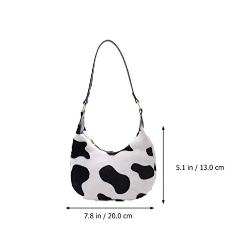 SOIMISS Moda Adorável Vaca Estampada Axila Bolsa de Pelúcia Fofo Moderno Bolsa de Ombro Crossbody Bo
