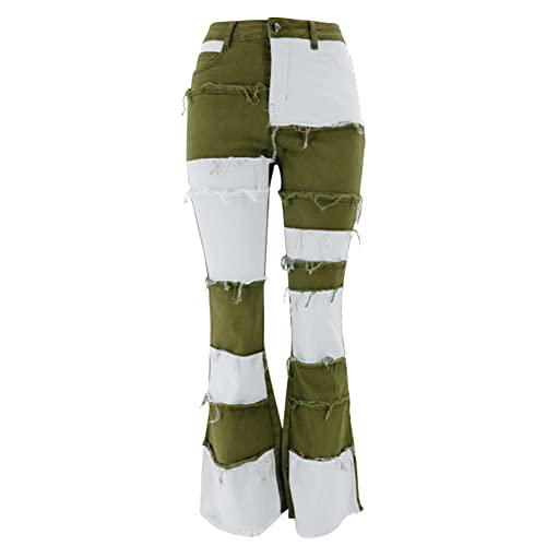 Jean évasé taille haute femme pantalon bootcut grande taille bleu