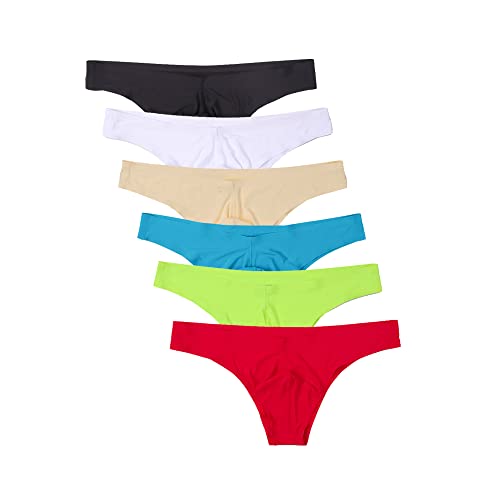 Mens Ice Silk Solid Color Brief Panties Traceless Breathable Bikini Thongs Underwear Low Rise Panties