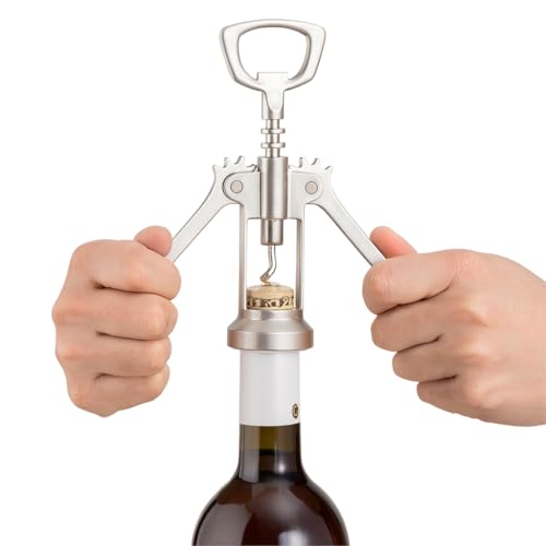 Sacacorchos de Multifunción, Abridor de Abridor de Vino y Cerveza, Abrebotellas metálico, Diseño Ergonómico, abridor Mariposa espiga reforzada, Uso domestico y profesional, aleación de zinc